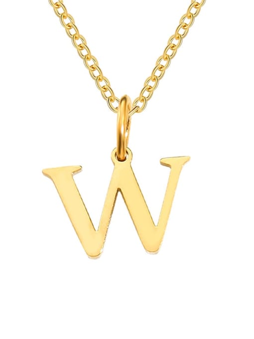 W Gold Stainless steel Letter Minimalist Necklace
