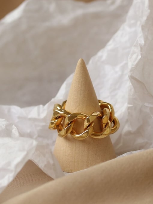 ACCA Brass Hollow Geometric Chain Vintage Band Ring 3