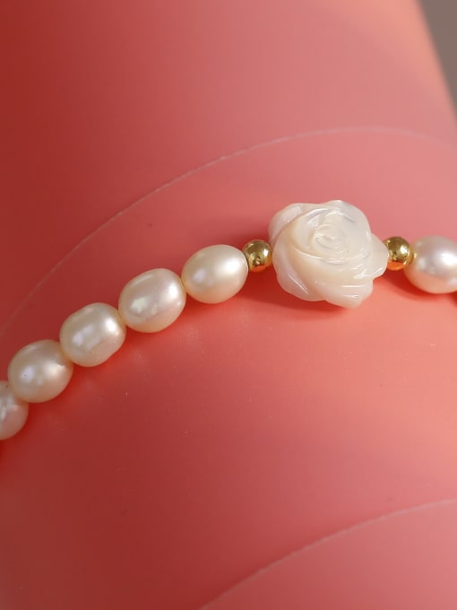HYACINTH Brass Imitation Pearl Flower Minimalist Handmade Beaded Bracelet 2