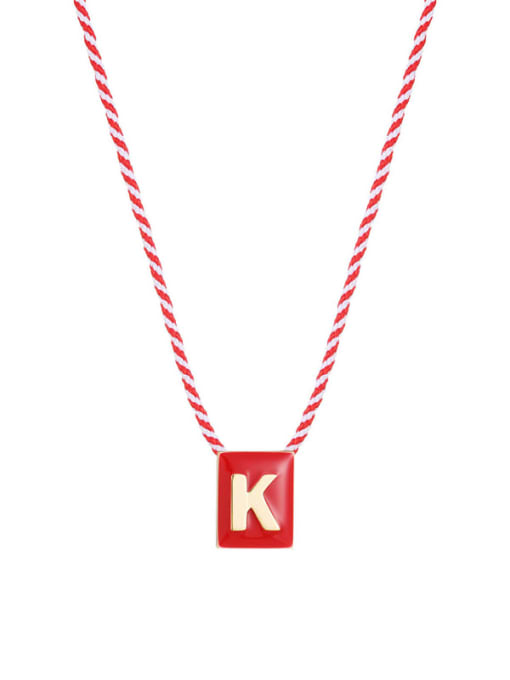 Letter K Brass Enamel Message Cute Necklace