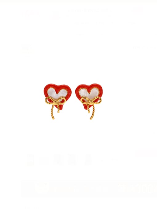 Five Color Brass Enamel Heart Minimalist Stud Earring 0