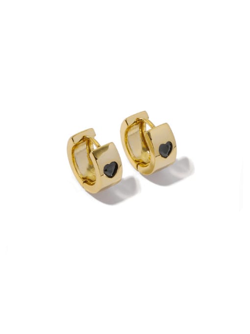 Black Brass Cubic Zirconia Geometric Minimalist Stud Earring