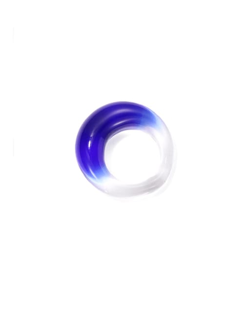 Dark blue Hand Glass  Multi Color Geometric Trend Band Ring
