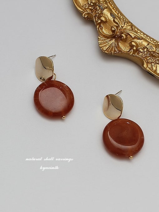 Manau red Brass Glass Stone Geometric Vintage Drop Trend Korean Fashion Earring