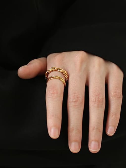 ACCA Brass Geometric  Knot Vintage Band Ring 0
