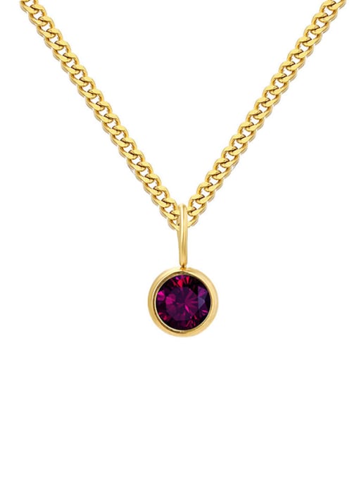 June Purple Gold Stainless steel Birthstone Geometric Minimalist Necklace