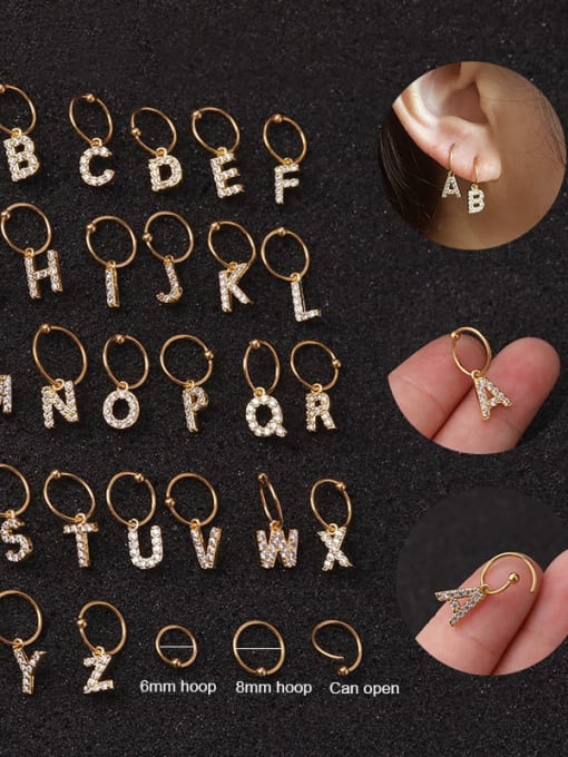 HISON Brass Cubic Zirconia Letter Cute Hook Earring 3