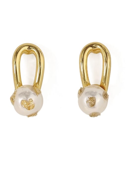 ACCA Brass Imitation Pearl Water Drop Vintage Stud Earring 0