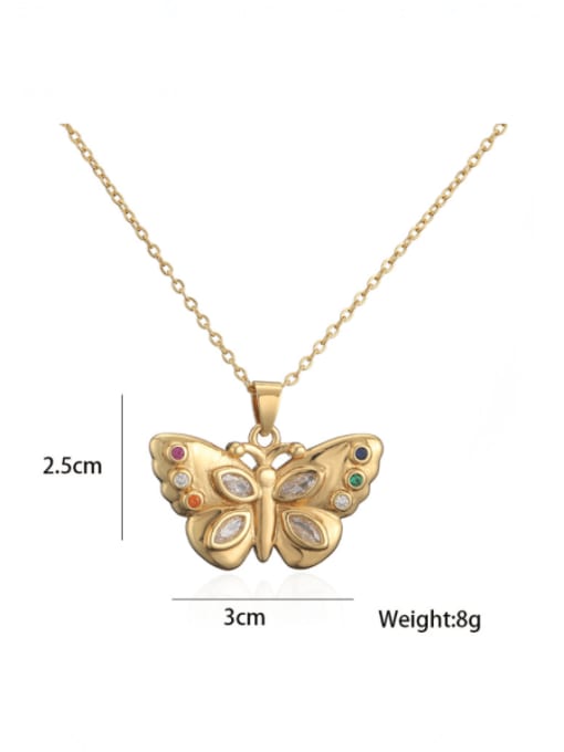20983 Brass Rhinestone  Trend Butterfly Pendant Necklace