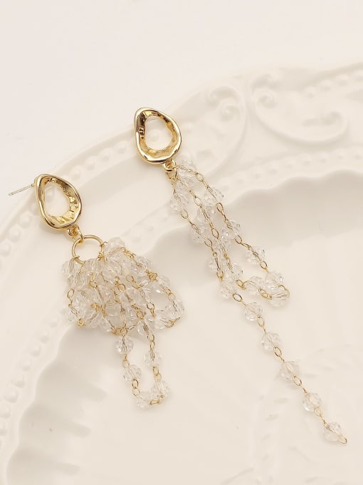 HYACINTH Brass Crystal Tassel Vintage Drop Trend Korean Fashion Earring 3