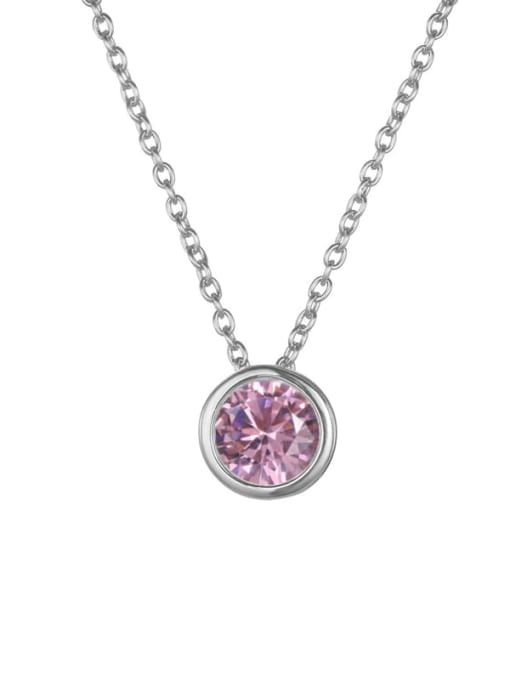 October Pink Steel Stainless steel Birthstone Geometric Minimalist Necklace