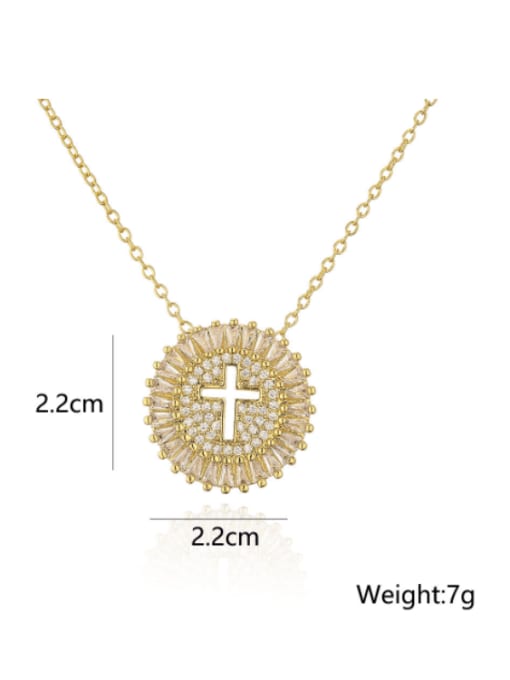 AOG Brass Cubic Zirconia Cross Vintage Regligious Necklace 1