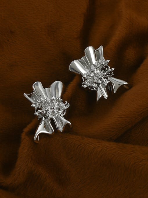 Steel color ed897208 Brass Cubic Zirconia Geometric Dainty Stud Earring