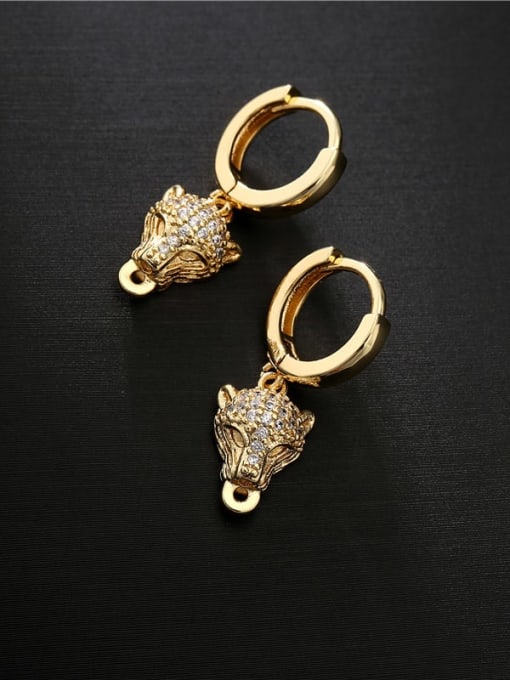 AOG Brass Cubic Zirconia Leopard Vintage Huggie Earring 1