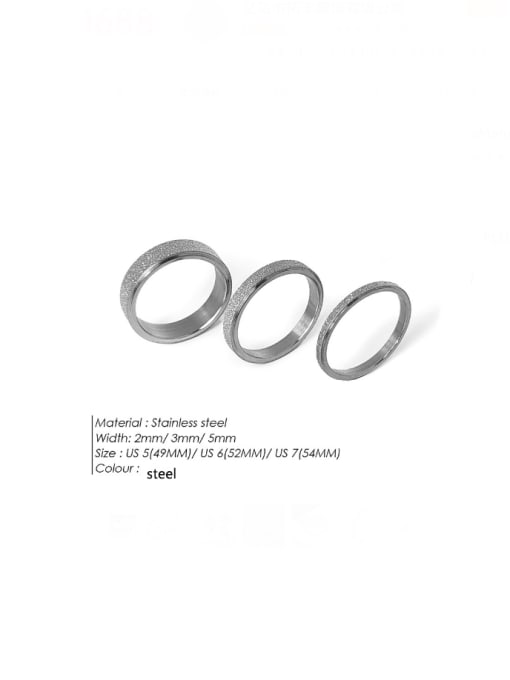 Steel Wide 3mm 25127 Titanium  Round Geometric Minimalist Band Ring