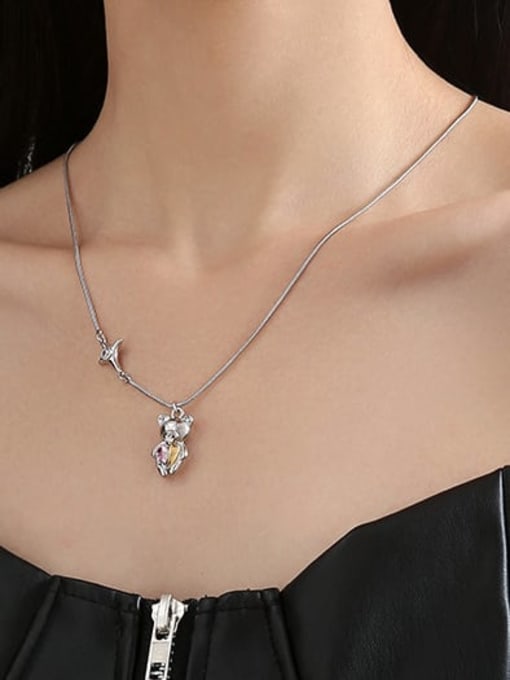 TINGS Brass Cubic Zirconia Bear Cute Necklace 1