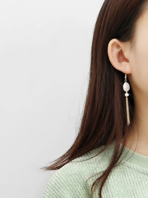 HYACINTH Copper Freshwater Pearl Tassel Minimalist Hook Trend Korean Fashion Earring 1