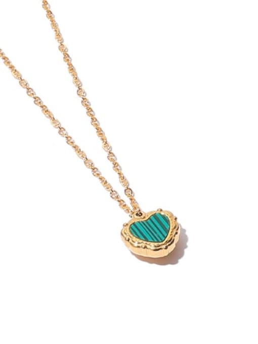 Malachite Necklace Brass Shell  Trend Heart  Pendant Necklace