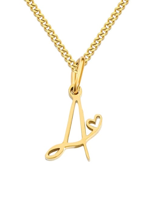 A Gold Stainless steel Letter Minimalist Necklace