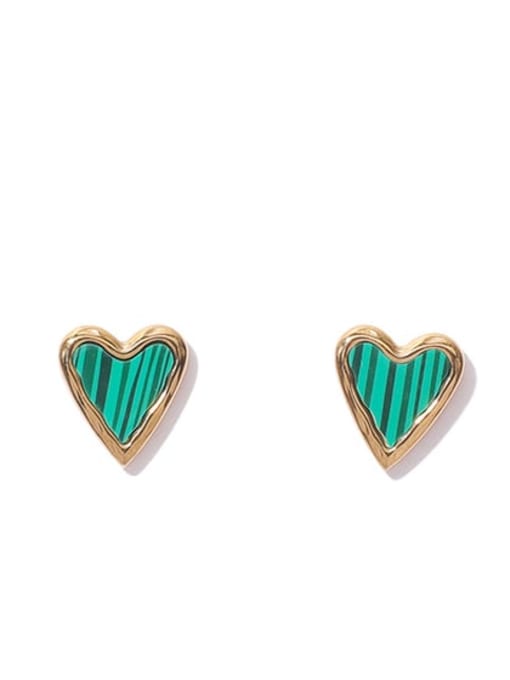 Malachite Earrings Stainless steel Shell Heart Minimalist Stud Earring