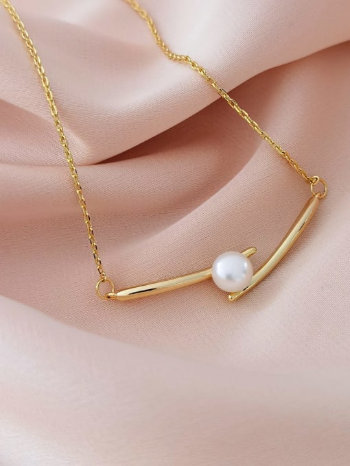 14k gold Brass Imitation Pearl Irregular Minimalist Necklace