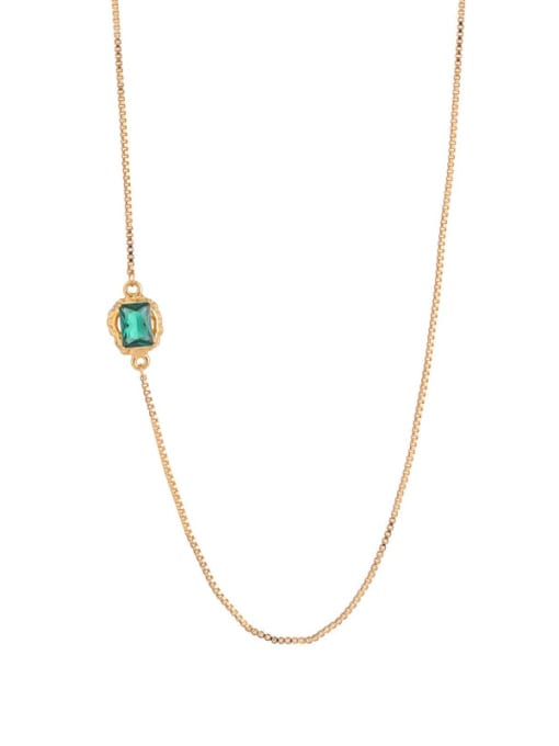 Emerald zircon design Brass Cubic Zirconia Geometric Vintage Necklace