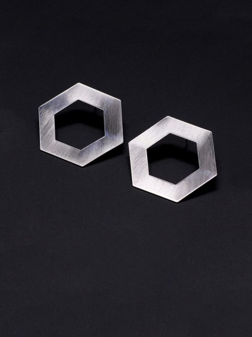 HYACINTH Copper Hollow Hexagon Minimalist Stud Trend Korean Fashion Earring 1
