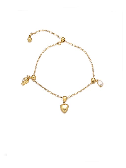 Bracelet 20cm Brass Cubic Zirconia Heart Vintage Necklace