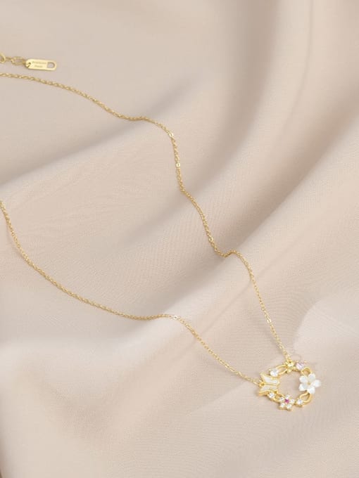 Gold XL626565 Brass Cubic Zirconia Flower Dainty Necklace