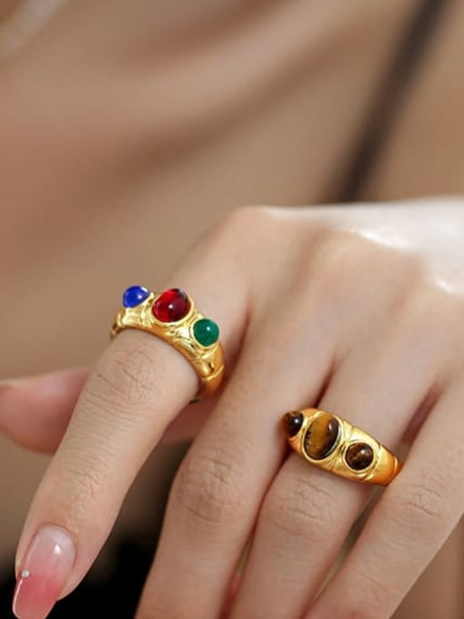 Five Color Brass Geometric Vintage Band Ring 1