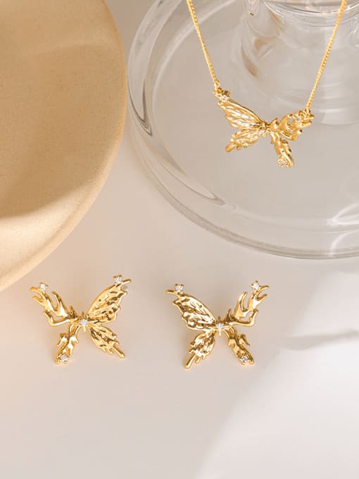 Five Color Brass Hollow  Butterfly Minimalist Necklace 3
