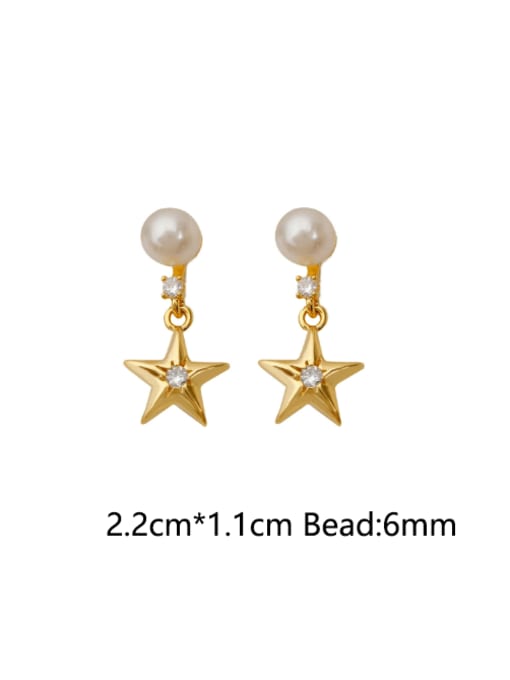 HYACINTH Brass Imitation Pearl Star Minimalist Drop Earring 1