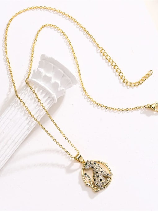 AOG Brass Cubic Zirconia Leopard Vintage Necklace 1