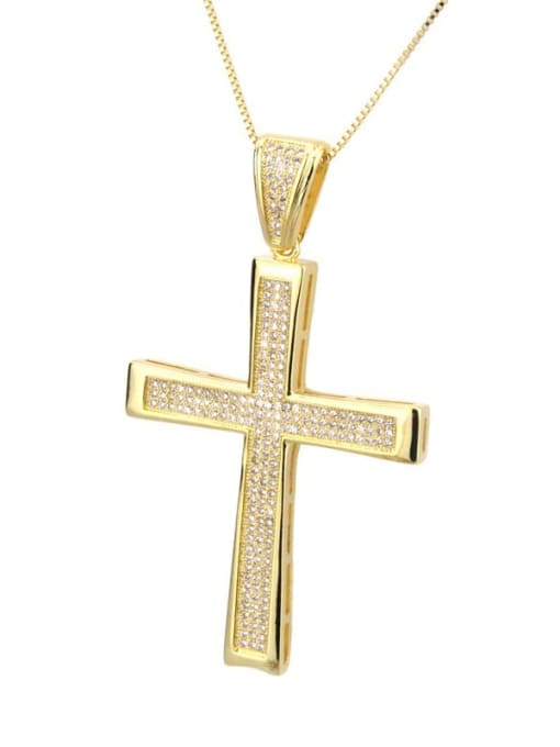 Gold plated white zirconium Brass Rhinestone Cross Dainty Necklace