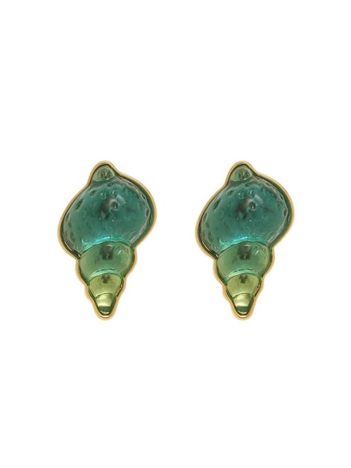 Ear nails Brass Enamel Irregular Conch Minimalist Stud Earring