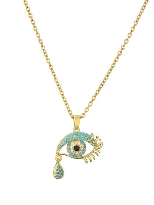 AOG Brass Cubic Zirconia Vintage  Evil Eye Pendant Necklace 0