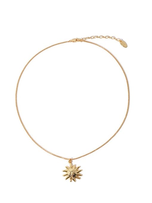 Titanium steel necklace Brass  Vintage  Flower Pendant Necklace