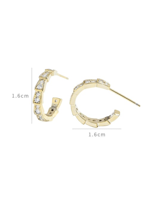 YOUH Brass Cubic Zirconia Geometric Minimalist Stud Earring 2