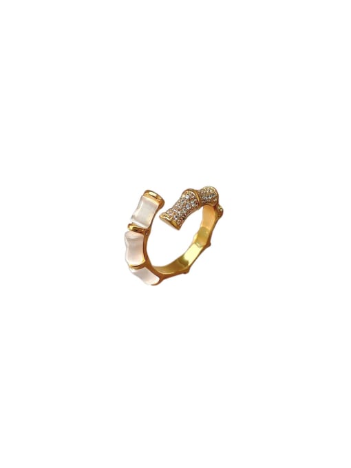 YOUH Brass Cubic Zirconia Geometric Dainty Ring