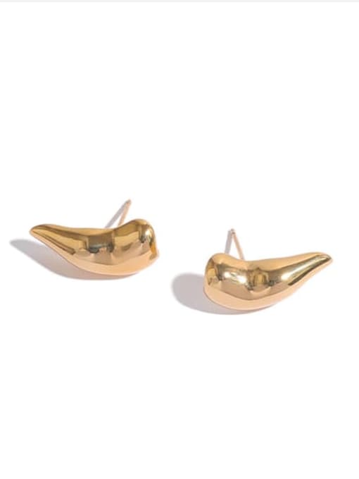 golden Brass Irregular Minimalist Stud Earring