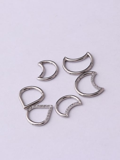 HISON Stainless steel Cubic Zirconia Water Drop Hip Hop Nose Rings(Single Only One) 3