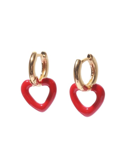 Pre-sale red Brass Enamel Heart Minimalist Drop Earring