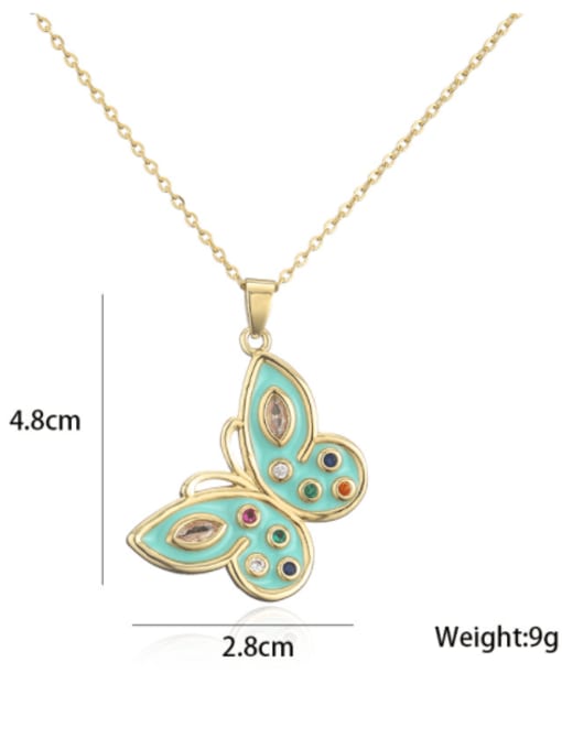 AOG Brass Cubic Zirconia Enamel Trend Butterfly Pendant Necklace 2