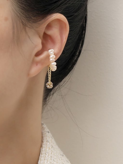 HYACINTH Brass Imitation Pearl Geometric Minimalist Single Earring(Only one) 1