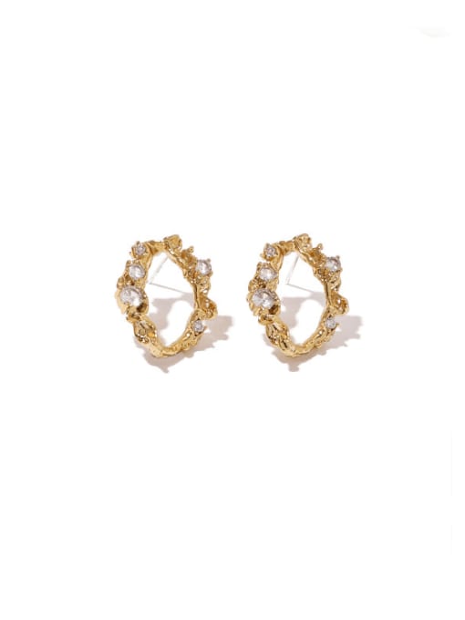 Zircon Earrings Brass Cubic Zirconia Geometric Vintage Stud Earring