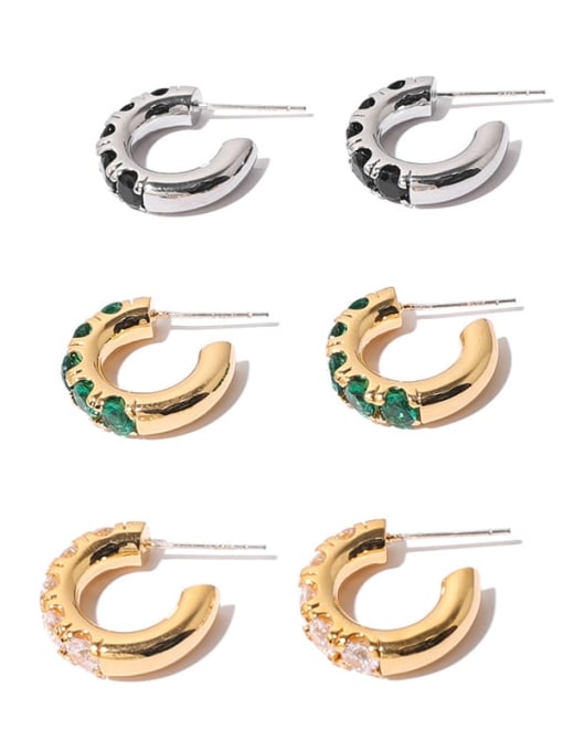 TINGS Brass Cubic Zirconia Geometric Vintage Stud Earring 0
