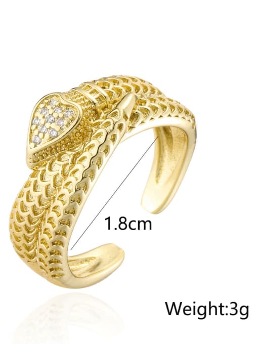 AOG Brass Cubic Zirconia Heart Vintage Band Ring 2