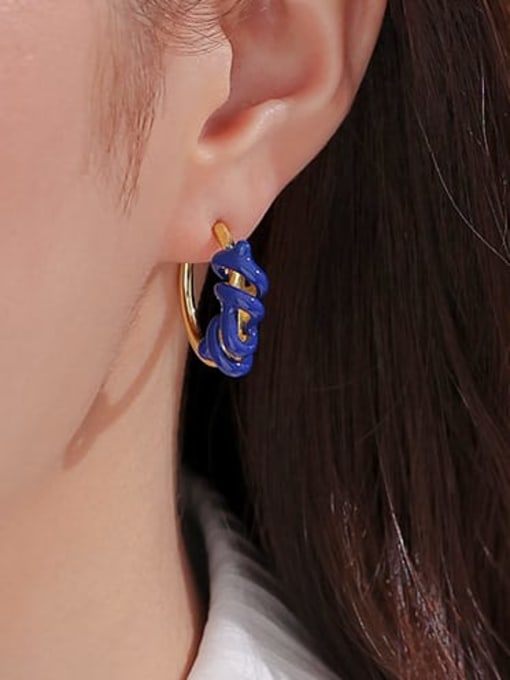 ACCA Brass Enamel Geometric Minimalist Stud Earring 1