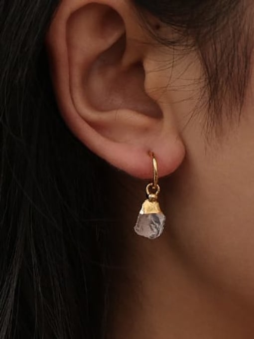 Five Color Brass Irregular Natural Stone  Bohemia Stud Earring 1