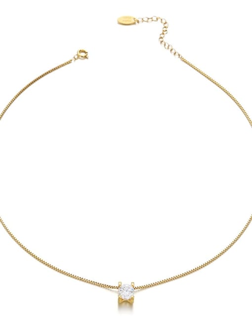 Zircon necklace Brass Cubic Zirconia Geometric Dainty Necklace